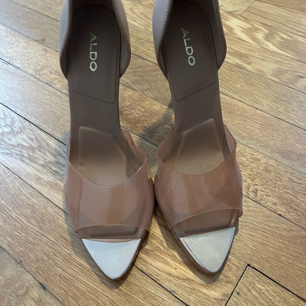 Aldo Women's Brown and Silver Heels